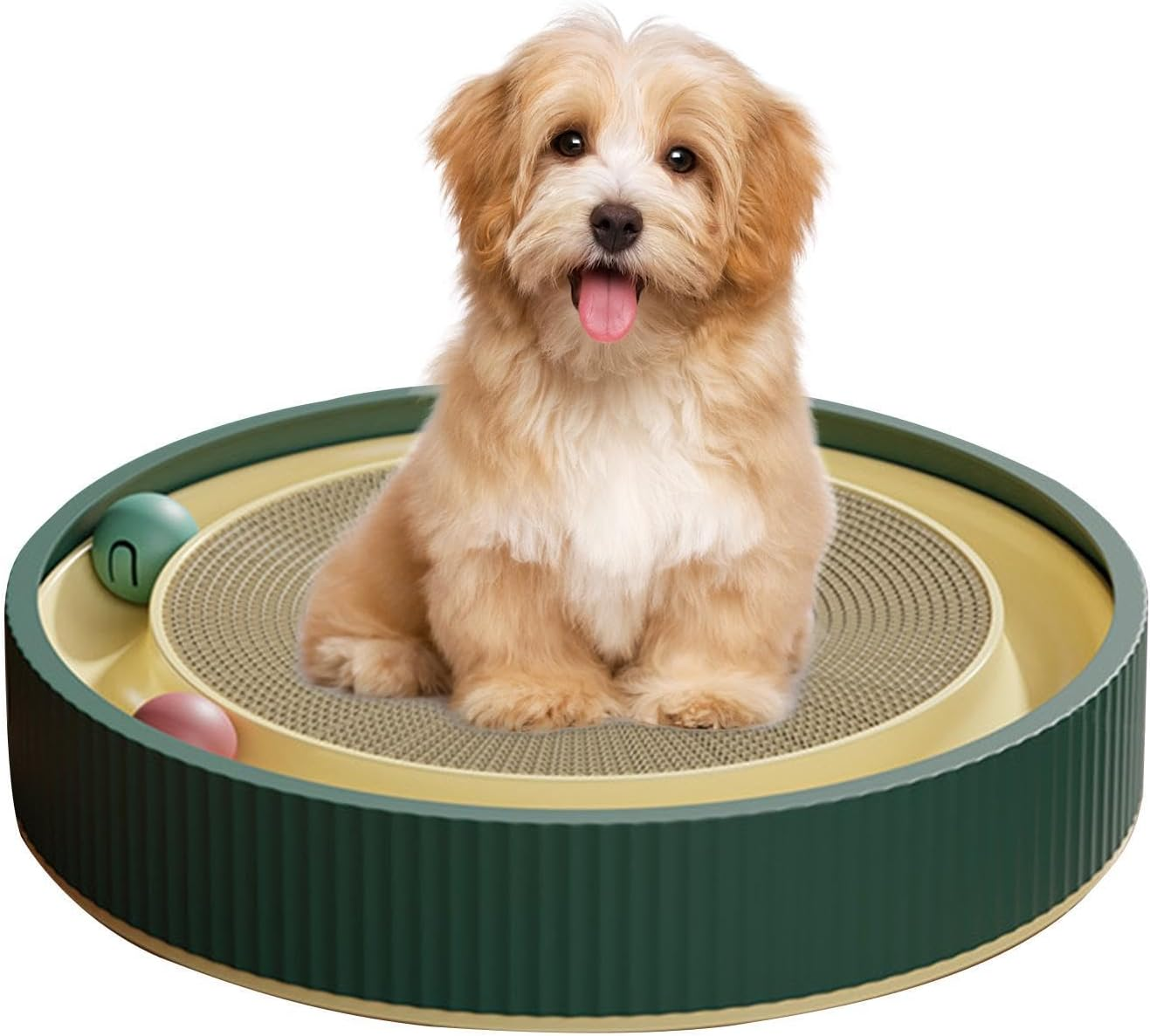 Cat Scratch Pad, Cat Scratcher Pad with Interactive Balls, Cat Scratching Board, round Cat Scratching Board, Cat Scratching Cardboard, Durable Cat Toy Ball Track for Furniture Protection, Supports Pet image number 2