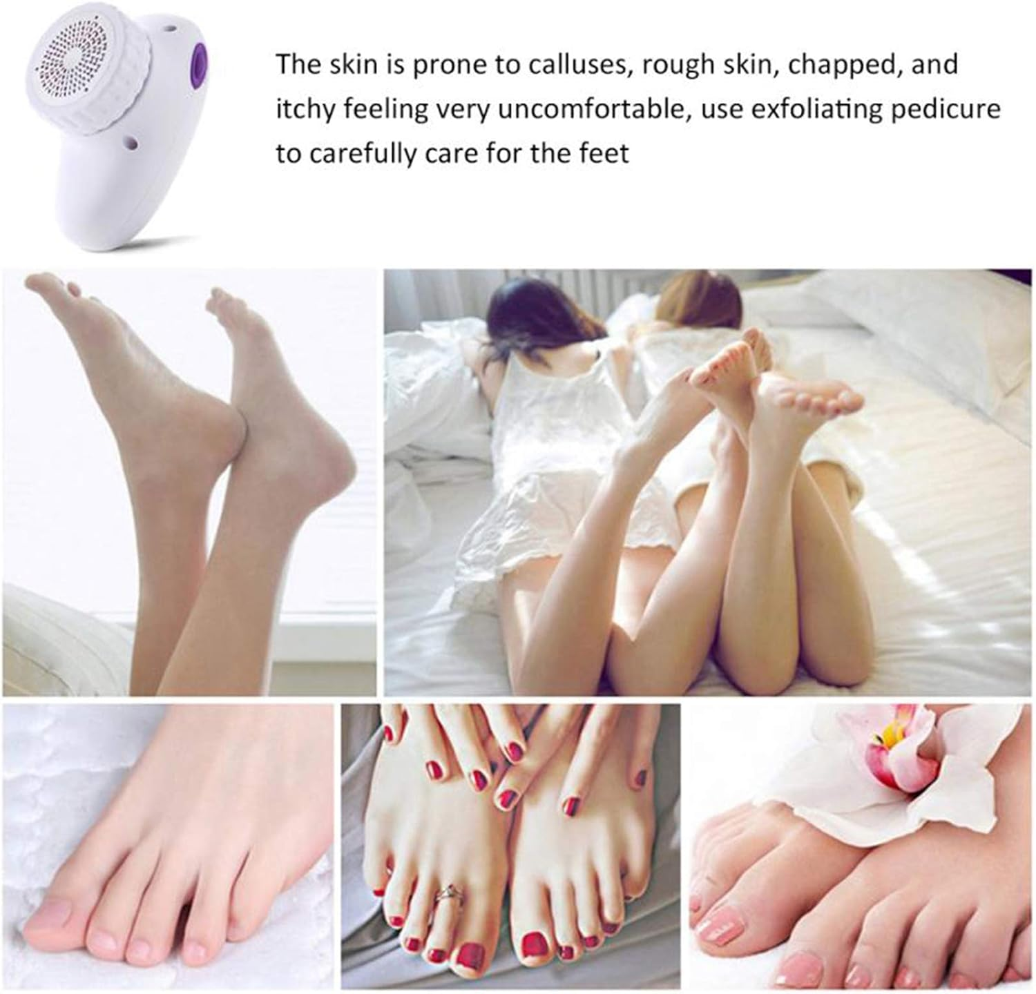 Electronic Foot File Rechargeable Callus Remover, Electric Foot File,Portable Foot Pedicure Hard Skin Removal - for Velvet-Smooth Foot Care image number 6