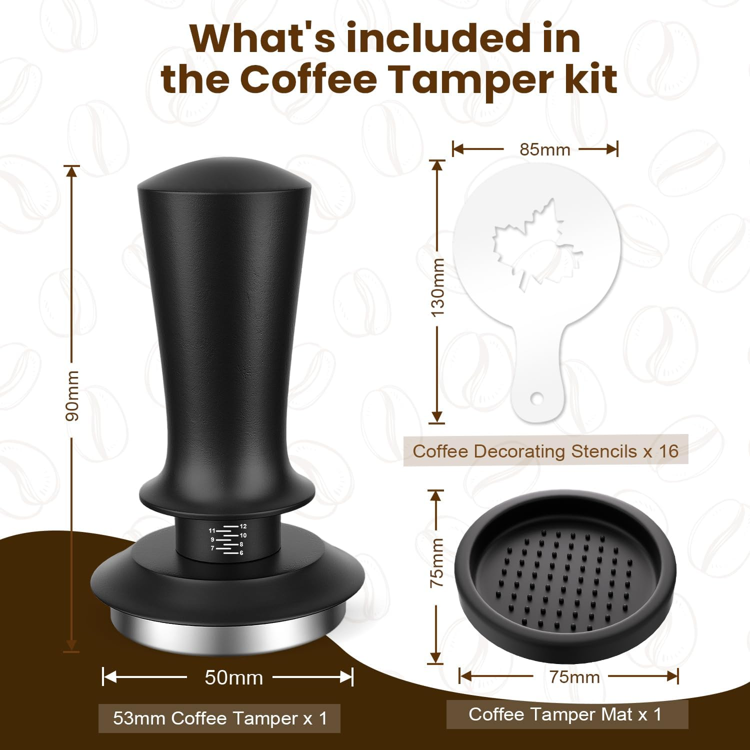 Xkimos 53Mm Coffee Tamper with 53.3-54Mm Portafilters,Coffee Tamper with 304 Stainless Steel Corrugated Base,Compatible with Popular Sage Models,Spring Loaded Adjustable Pressure Coffee Tamper image number 4