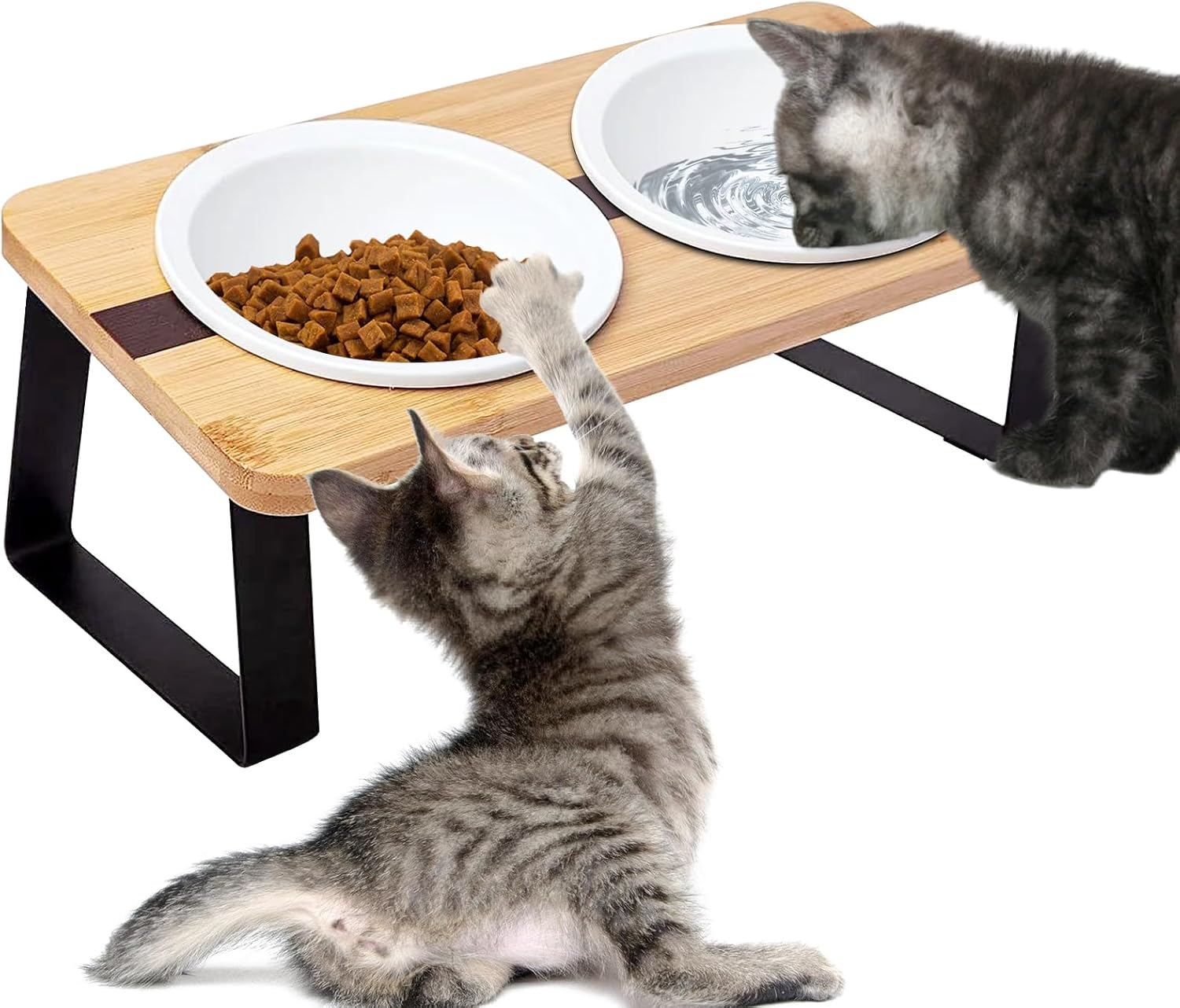 SUNOYA Raised Cat Bowl, Cat Feeding Station, 15&deg; Tilted Feeding Station, Feeding Bowl and Water Bowl for Cats and Small Dogs image number 2