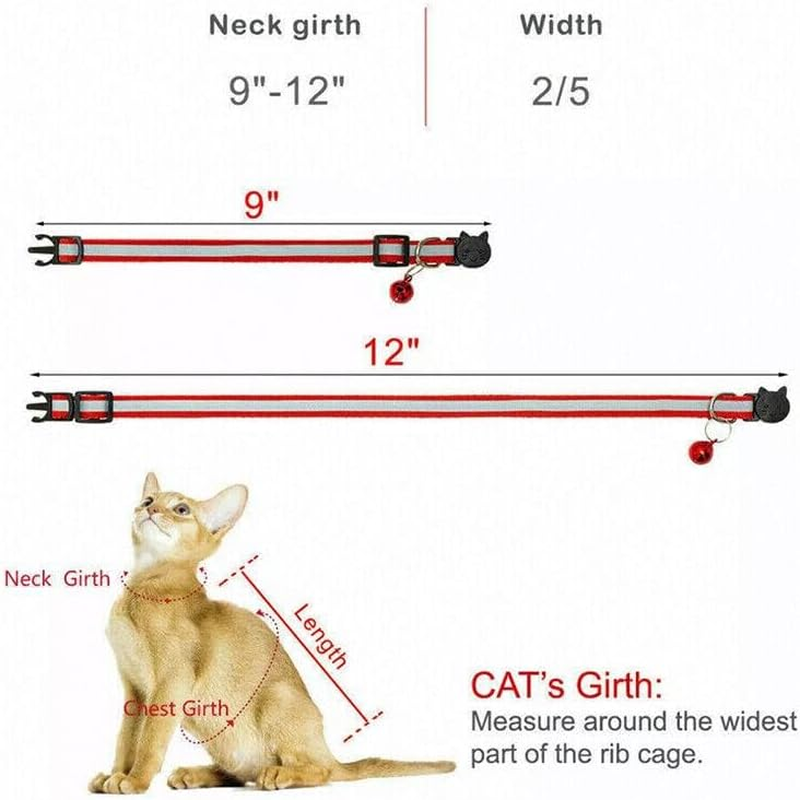 AIMALL 1 Pack Reflective Cat Collar with Safety Release Breakaway Buckle and Bell for Kitten Puppy Small Dog &ndash; Adjustable Nylon with White Stripe, 12 Colour Options - Borland image number 2