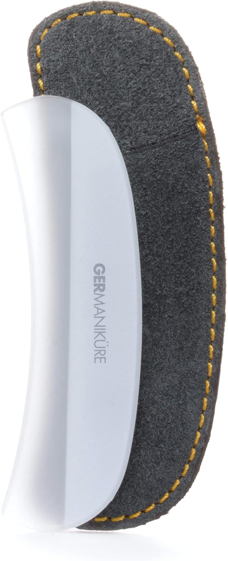 GERMANIKURE Gray Glass Moonfile in Suede Case, Ethically Made in Czech Republic, Easy Guided Nail File image number 3