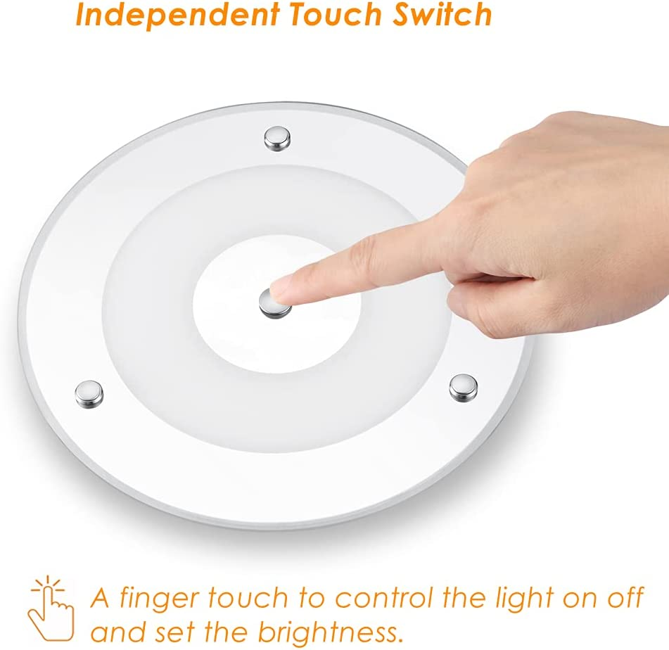 12V LED Ceiling Light, Dia 185Mm 9W RV Boat Panel Dome Light Dimmable with Blue Light Touch Switch, DC 24V 720LM 3000K Surface Mount for Camper Van Caravan Truck Motorhome Interior Lighting image number 2