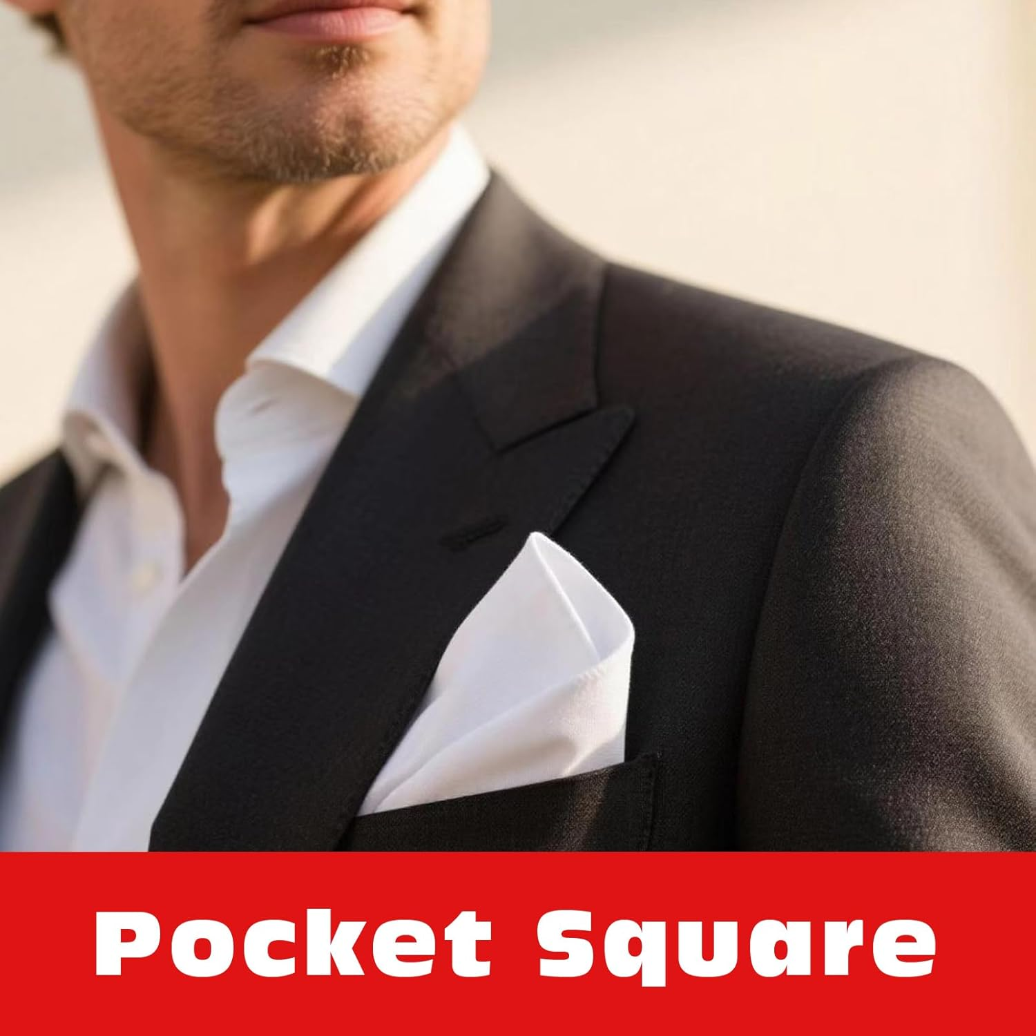 Chromatelle 3 Pcs Men'S Handkerchiefs, White Embroidered Initial Monogrammed Handkerchiefs for Men Suit Soft Cotton