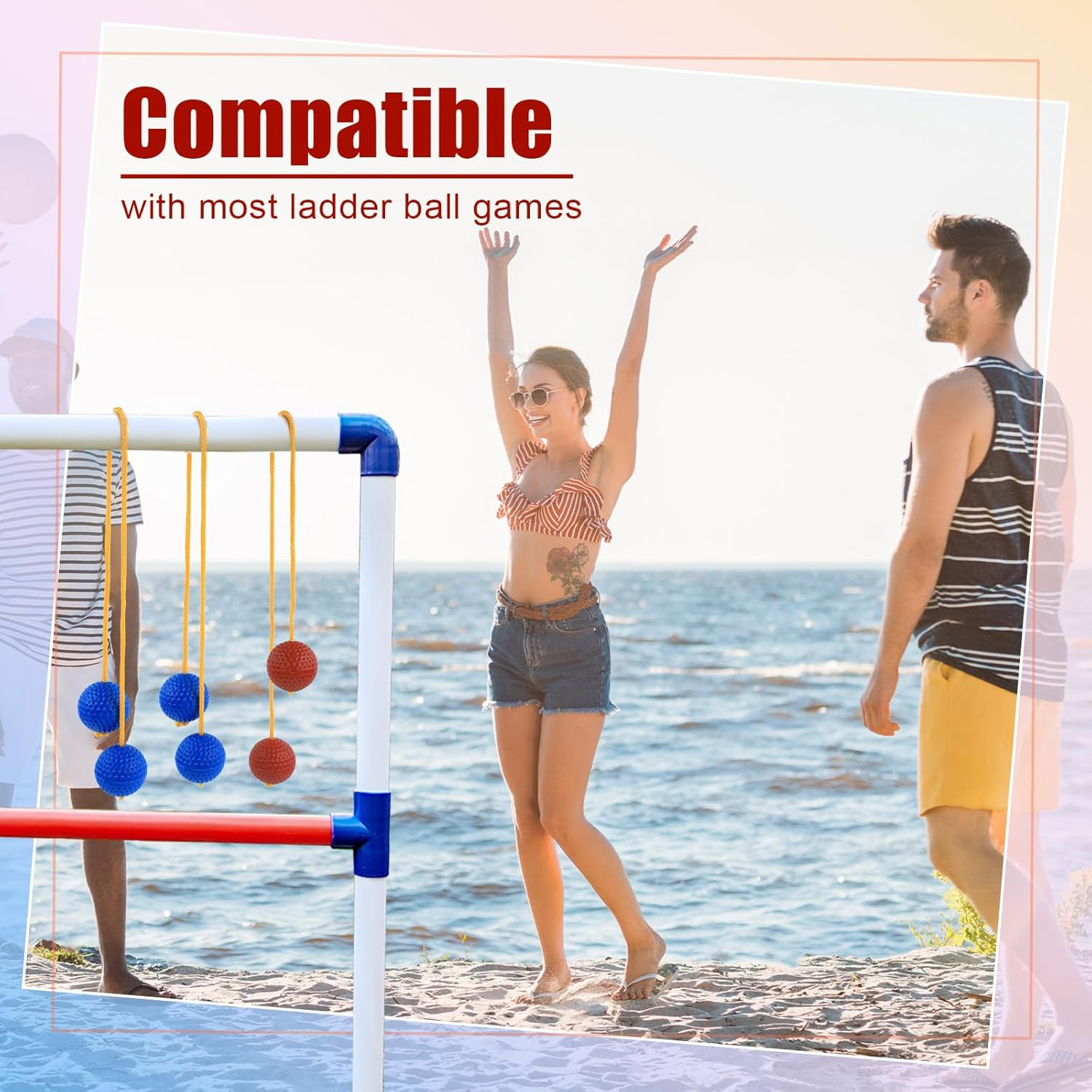 PEUTIER 6 Packs Ladder Ball Replacement, Ladder Ball Toss Game Ladderball Throwing Ball Tournament-Style Balls Accessories for Sports Game Toss Match (Red&Blue) image number 5