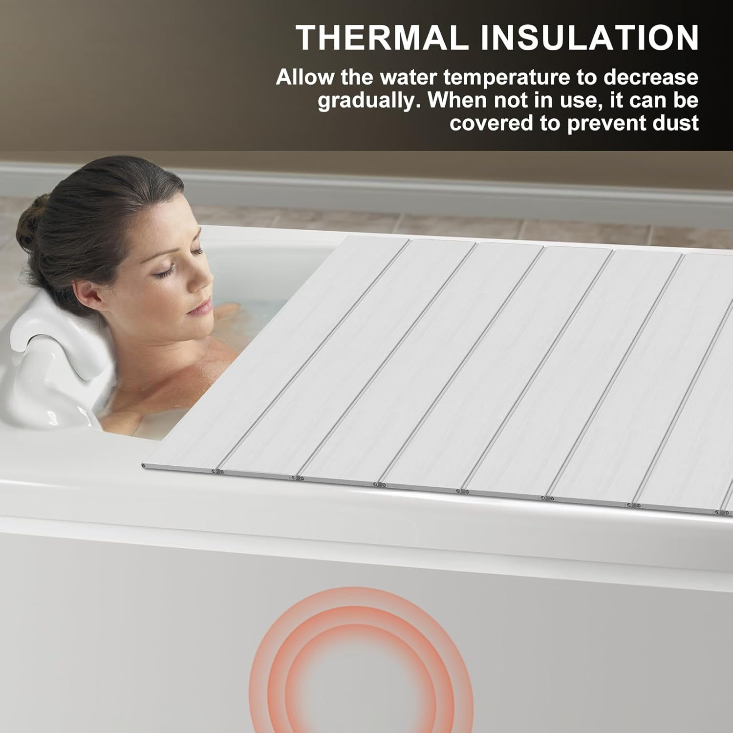 Orifesio Bathtub Cover, 170 X 75 Cm Foldable PVC Bath Board, Dustproof Insulation for Home, Bathroom, SPA, White image number 2