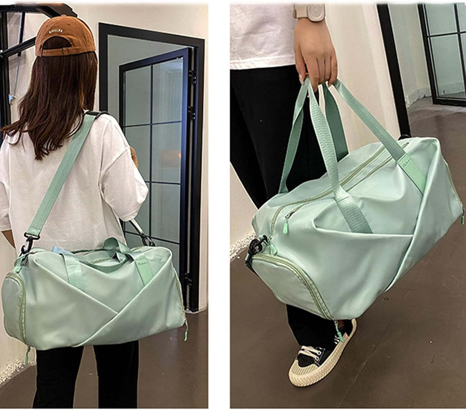 Sports Gym Bag, Waterproof Travel Duffels Bag with Shoe Compartment, Wet-Dry Storage for Travel, Yoga, Swimming, 42X24X30 Cm (Pink) image number 4