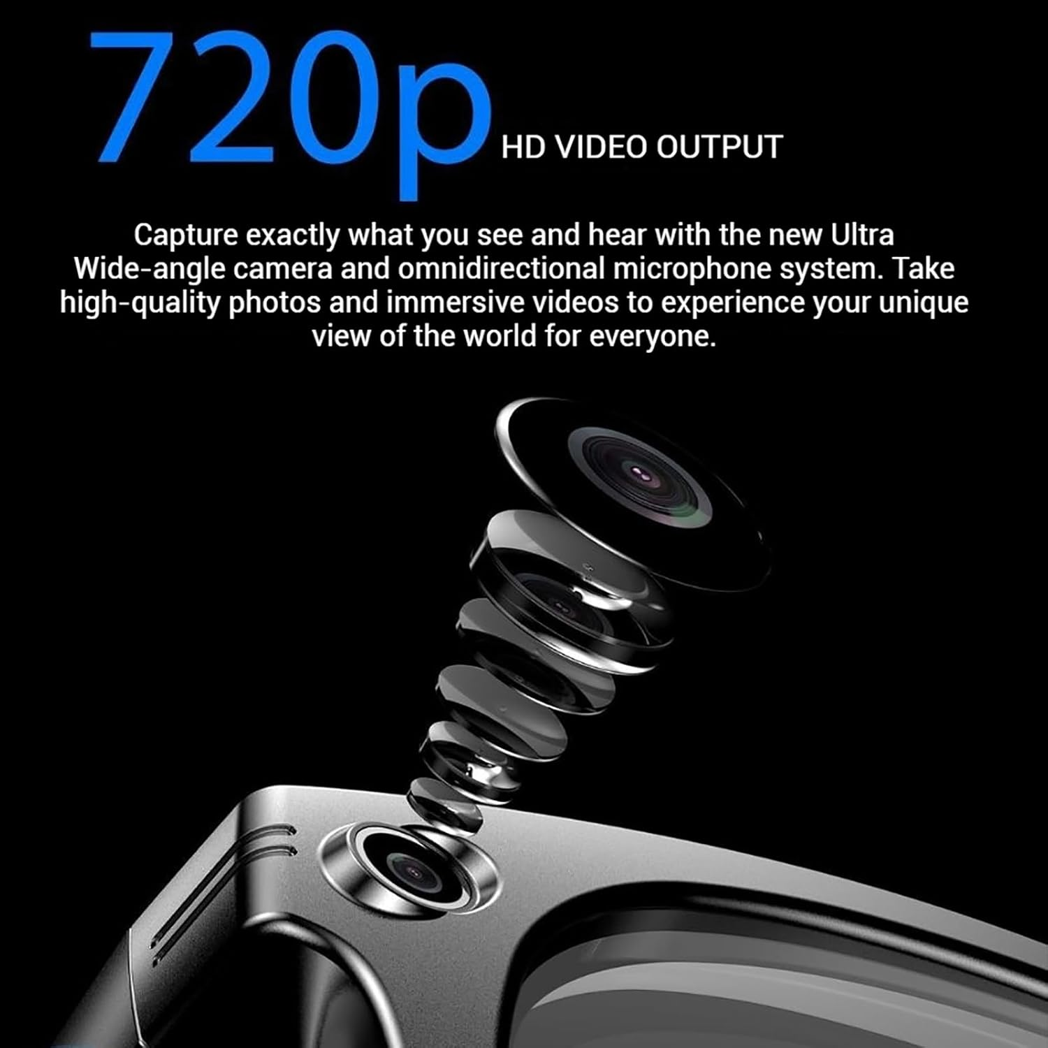 Ai Smart Glasses 8Mp Camera Glasses with Music & Call Features, Smartglasses Video Recording, Ai Smart Sunglasses with Camera and Bluetooth for Men/Women (Black) image number 6