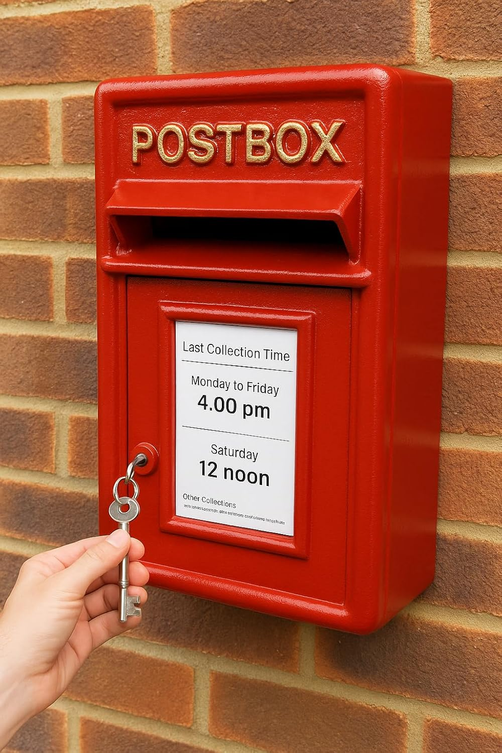 Assorted Collections Wall Mounted Post Box Classic Red Large Letter Box Lockable with 2 Keys, Heavy Duty Cast Iron Weatherproof Mailbox Easy to Install Keep &lrm;24X17X 44 Cm, 11.8 Kg