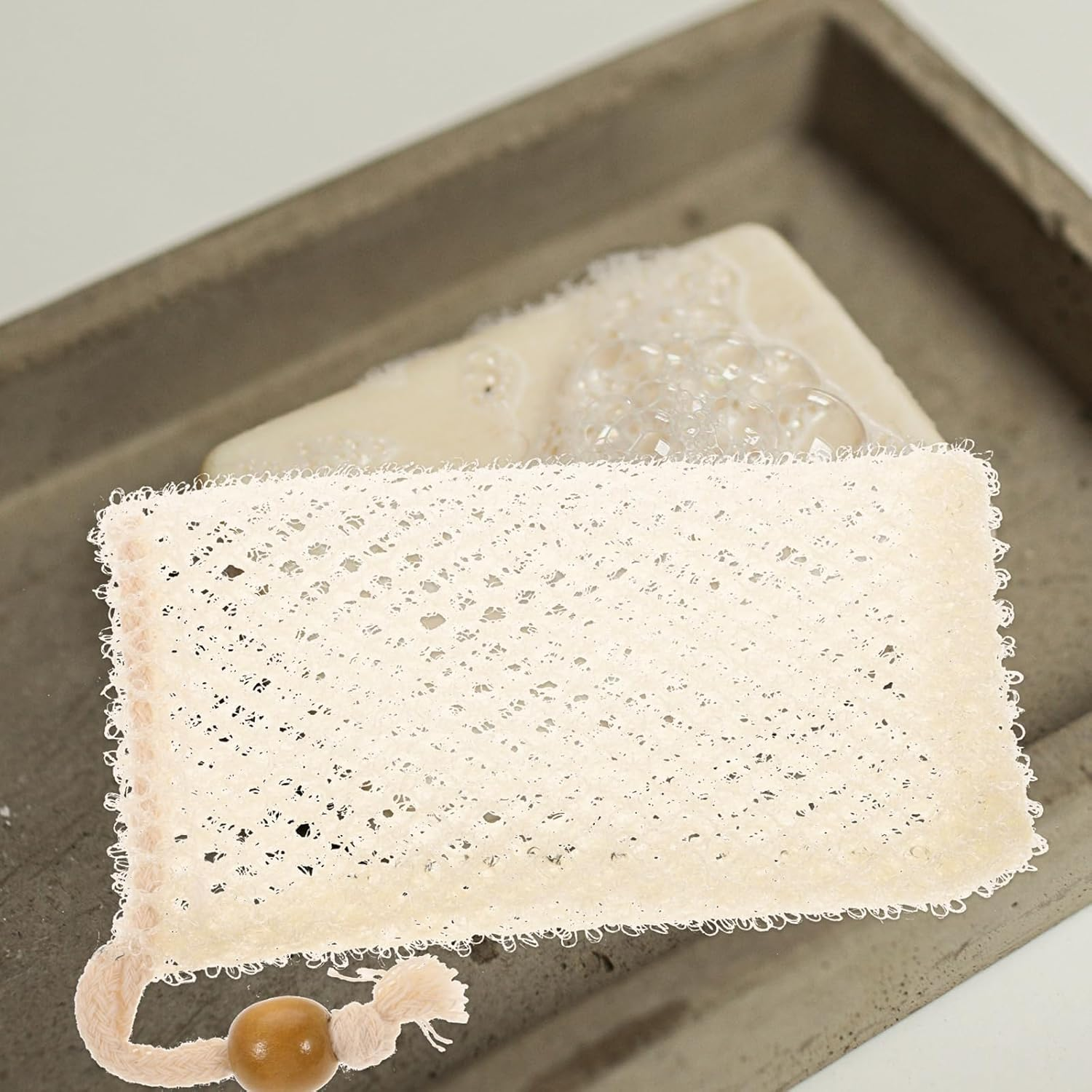 Exfoliating Soap Saver Pouch, Nylon Mesh Soap Bag for Bar Soap, Travel Soap Sack for Shower, Beige, 14X8X4Cm image number 6