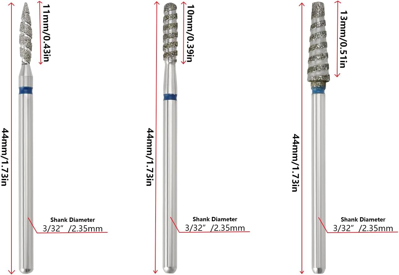 Ecsing 3Pcs 3/32 Inch Multi-Function Nail Drill Bit with Diamond Spiral Grooves Nail Cutter Attachments Suitable for Most Electric Rechargeable Nail Clippers image number 4