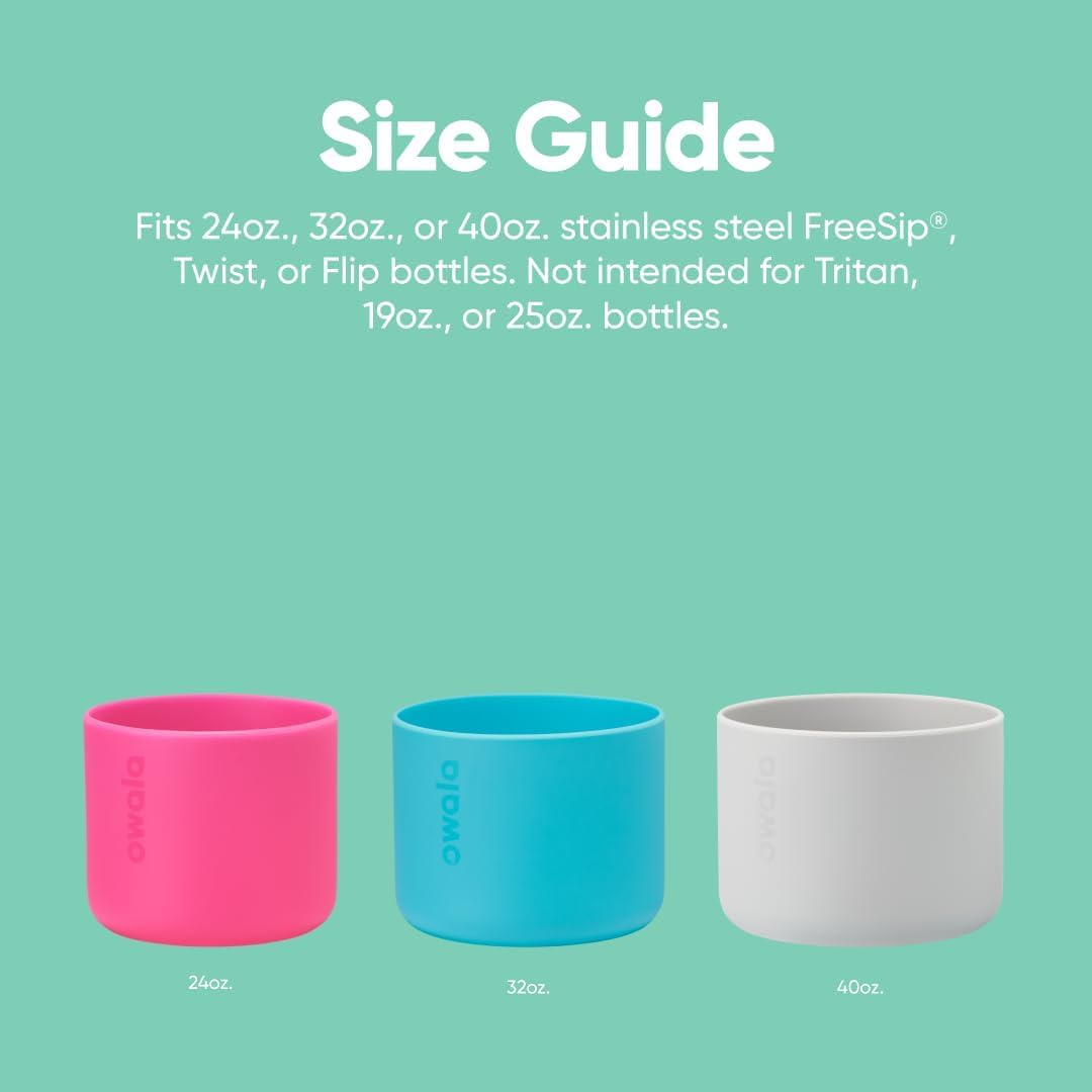 Silicone Water Bottle Boot for Owala, Anti-Slip Protective Sleeve for Water Bottle, Protects Freesip or Flip Stainless Steel Water Bottles, 24 Oz 32 Oz, Grey image number 2