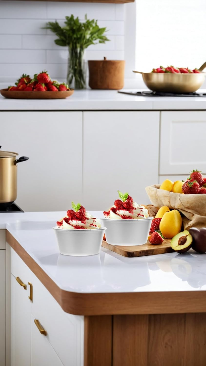 Mini Carbon Steel Egg Tart & Pudding Molds - Set of 10 Non-Stick round Bakeware Cups for Chocolate Molten, Cupcakes, Cakes, & Cookies - 6 X 4.4 X 3.6 Cm image number 4