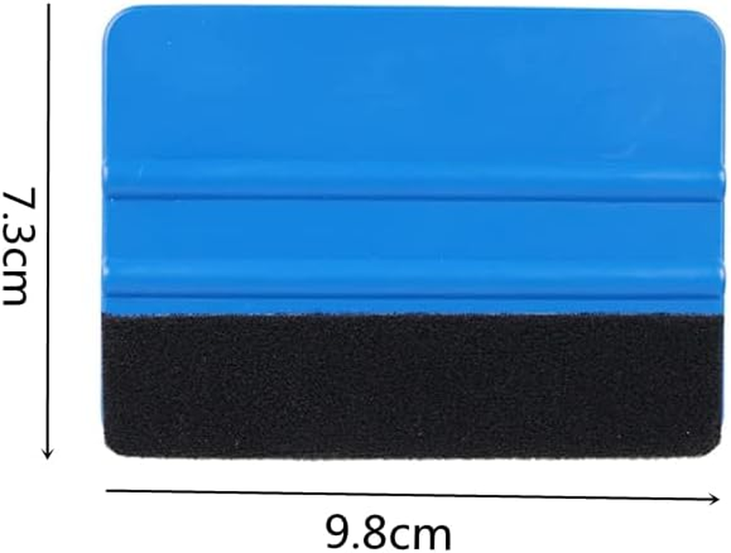 CAASFOOY 10 Pcs Felt Tipped Squeegee.Car Squeegee Soft Felt Edge Sticker Ruber Vinyl Applicator Decal Wrap Scraper(Blue, Bright Yellow) image number 3