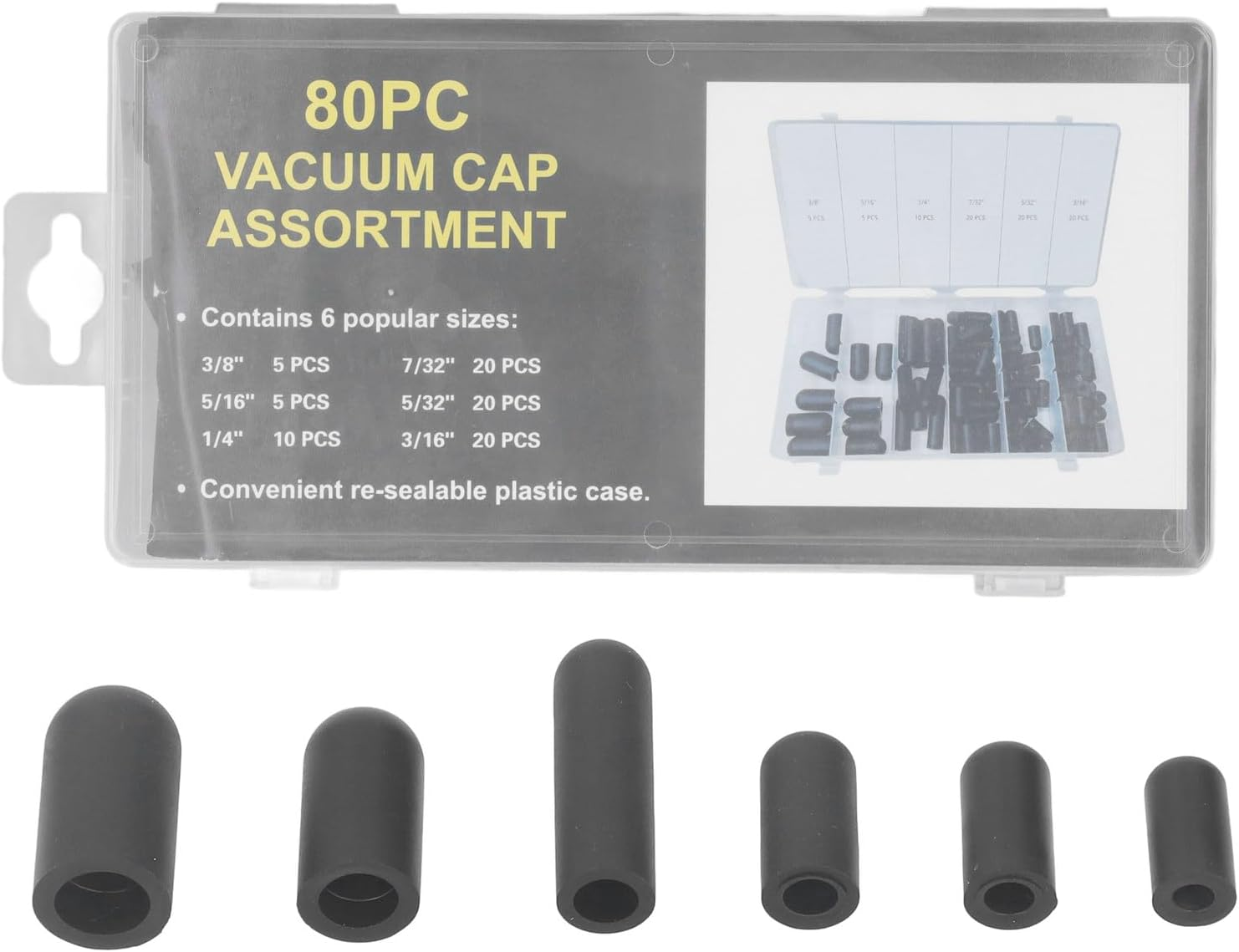 80PCS Rubber Vacuum Hat Plug Assortment Kit, High Temperature Resistant, Leakage Proof, Flexible, Easy Carrying, for Car Carburetor Manifold image number 3