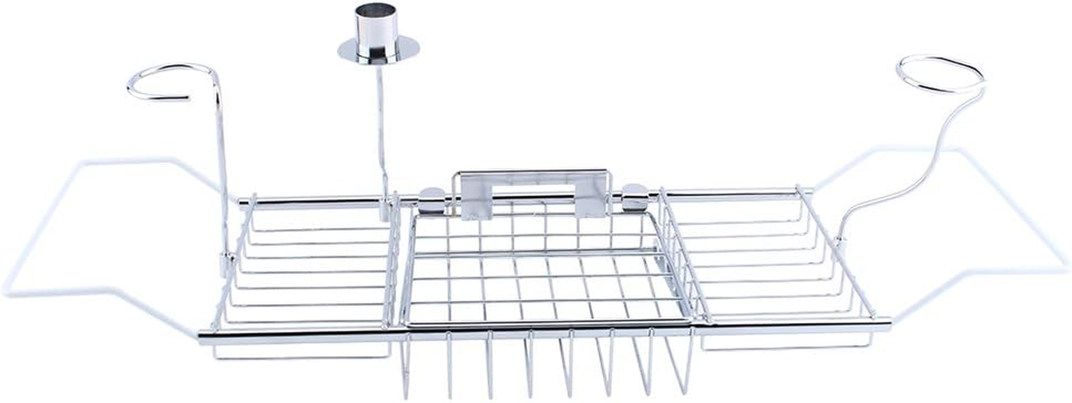 Stainless Steel Bathtub Caddy Tray, Multi-Functional Bathroom Soap Shampoo Holder Showering Supplies Organizer Red Wine Serve Rack for Home Travel Hotel image number 2