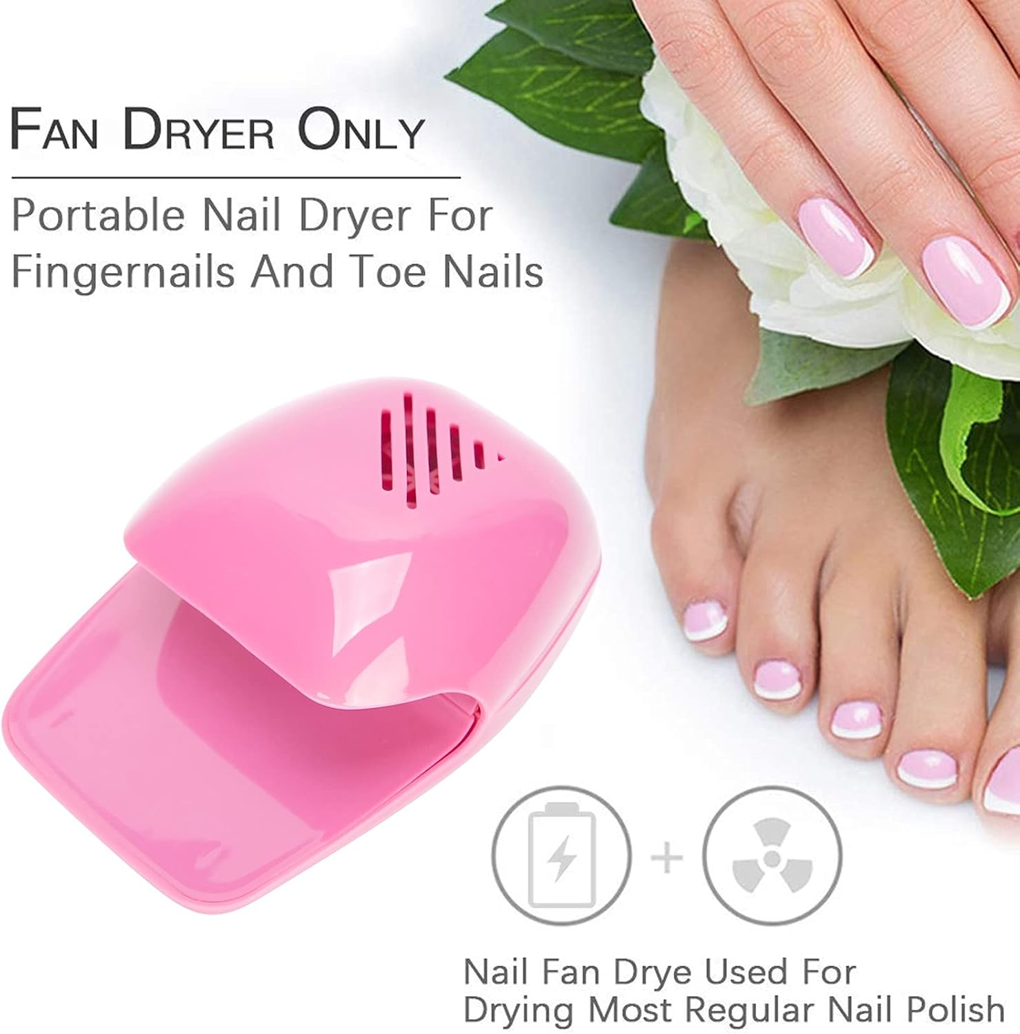 Clasken Nail Fan Dryer, Professional for Nail Salons, Parties, Homes & Travel (Pink)
