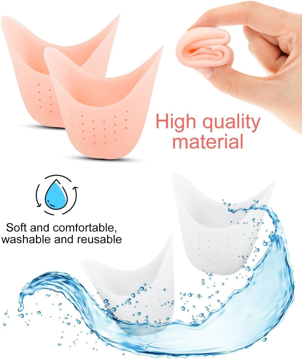 8 Pcs Ultra-Soft Silicone Toe Caps Protectors with Breathable Holes - Gel Ballet Pointe Pads & High Heels Comfort Sleeves | Pain Relief for Dancers/Office Workers, Anti-Friction Design for Sports image number 6