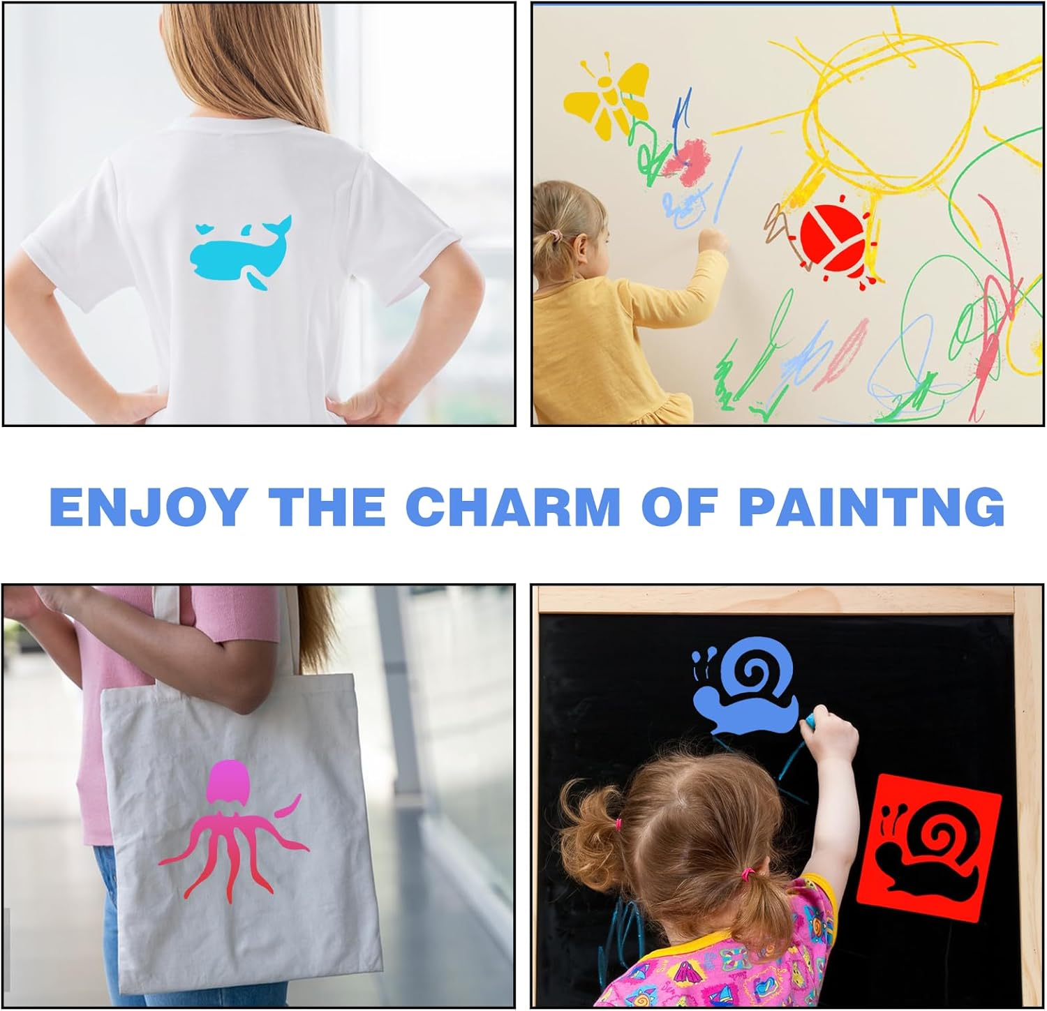 24 Pieces Stencils for Kids, 5.9 X 5.5 Inches Drawing Chalk Stencils, Colorful Washable Animal Themed Painting Stencil Primary Shape Template for Kids Toddlers Preschooler image number 5