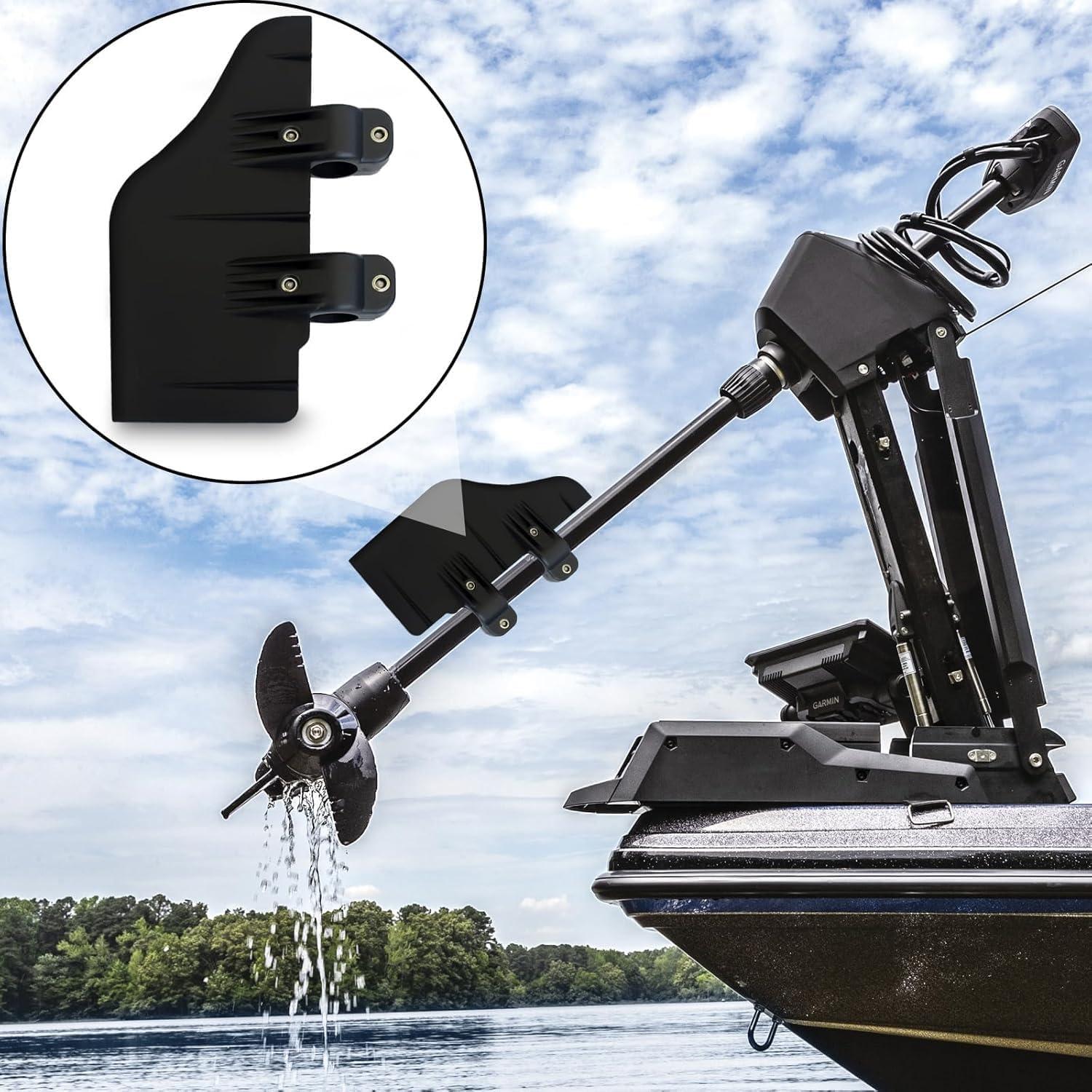 Lyfengdeam Rudder Clamp on Boat Rudder Fits a 1.125" Transom Trolling Motor Shaft. Commonly Used For, Inflatable Pontoon, Pelican Bass Raider 10E, Fishing Kayak, Canoe, Jon Boat, Etc image number 2