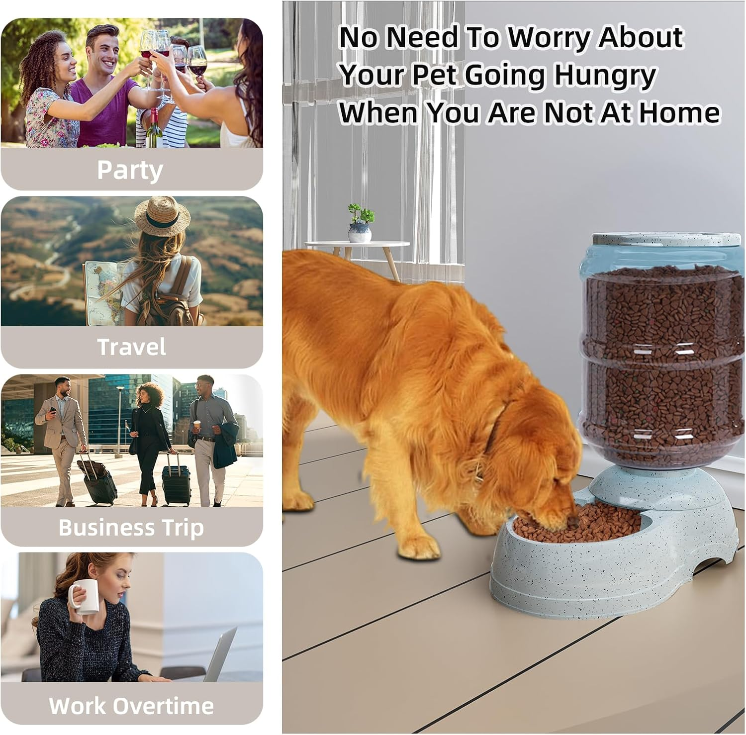 Kenond 3 Gallon Gravity Feeder, Automatic Dog Feeder, Dog Food Dispenser for Large Breed image number 3