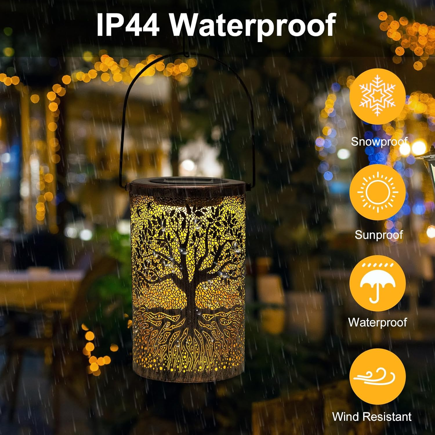 Solar Lantern Outdoor Waterproof Hanging Tree of Life Garden Decor Big Tree Solar Powered Light Gifts for Women Metal LED Table Lamp Home Decoration outside for Yard Patio Porch Tree Pathway image number 2