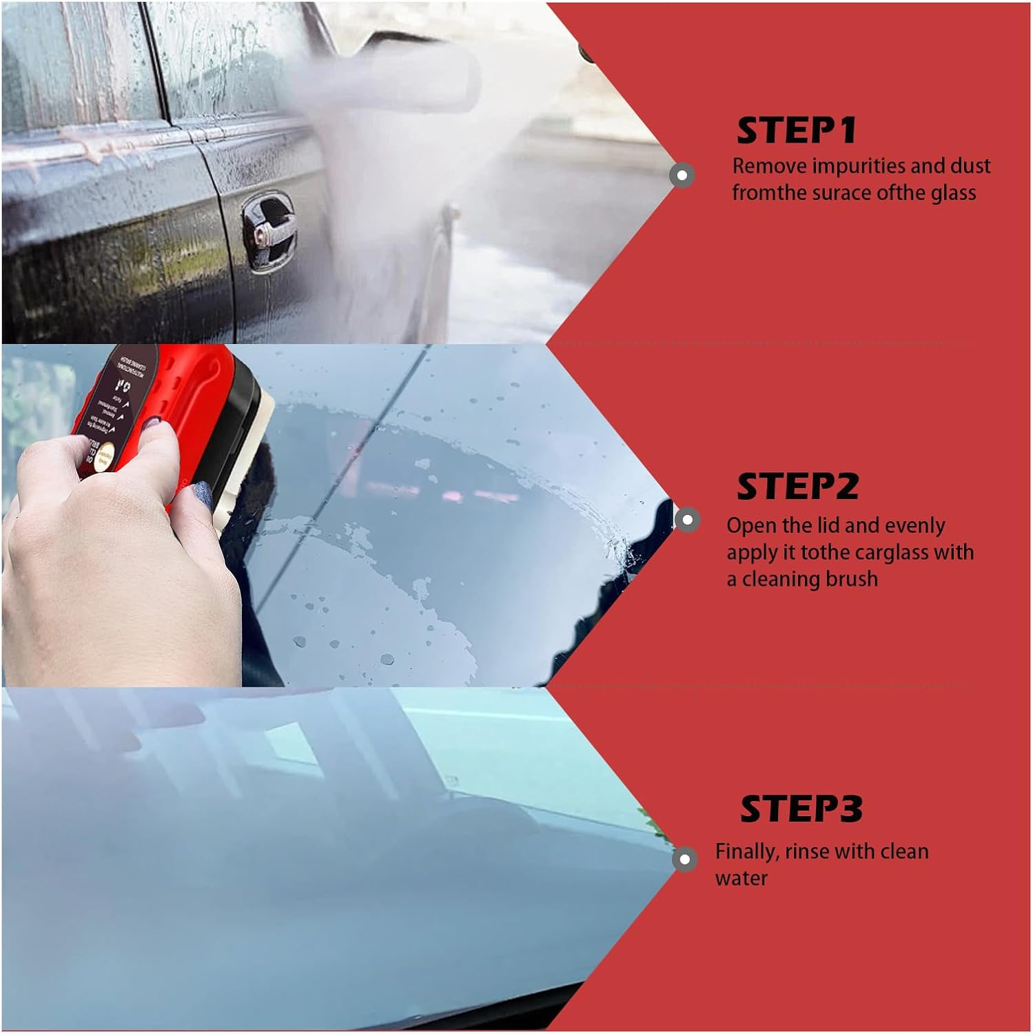 Windscreen Cleaner, 2 Pcs Car Window Cleaner, Car Glass Cleaner, Oil Film Cleaning Brush, Glass Oil Film Remover for Front Windprotects and Side Windows, Water Stains, Easily Restore Glass Clarity image number 1