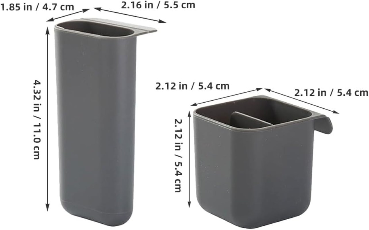 SEWACC 3Pcs Desktop Pencil Holder Set with Adhesive Computer Screen Storage Boxes, Long Gray and Gray Color, Desk Organizer for Office and Home Accessories image number 5