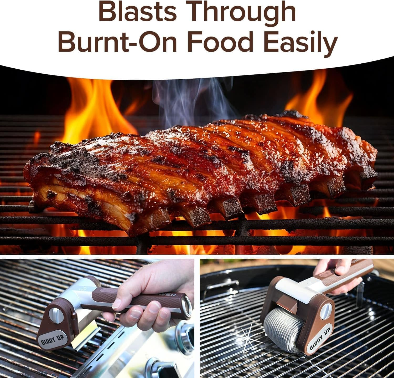 Horsepower Giddy up Grill Cleaner AS-SEEN-ON-TV Cordless, Rechargeable BBQ Tool with 350 RPM Stainless Roller, LED Light Patents Pending from Bulbhead, a Family-Owned American Brand