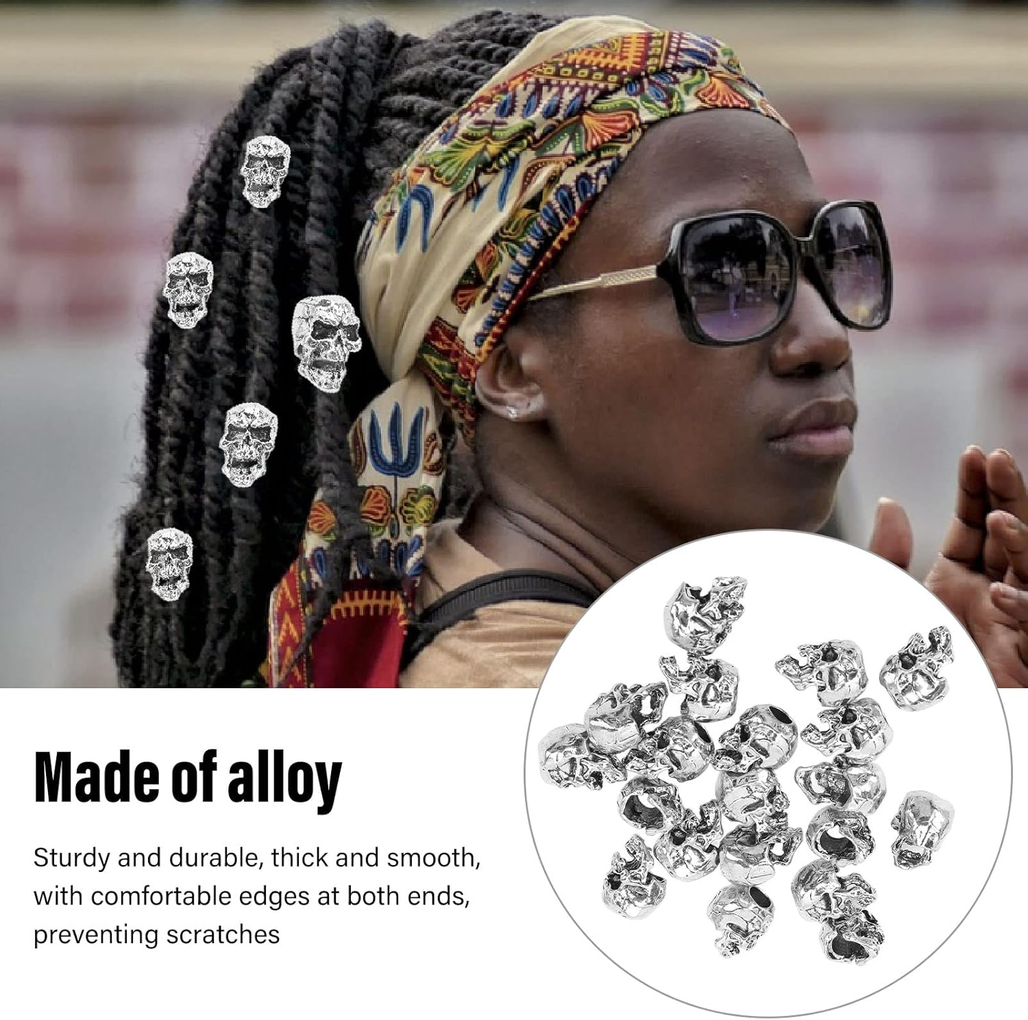 Hair Tube Beads Multi Usage Stylish Smooth Sturdy Alloy Beard Bead Necklace Bracelet Wedding Role Playing 20 Pcs image number 4