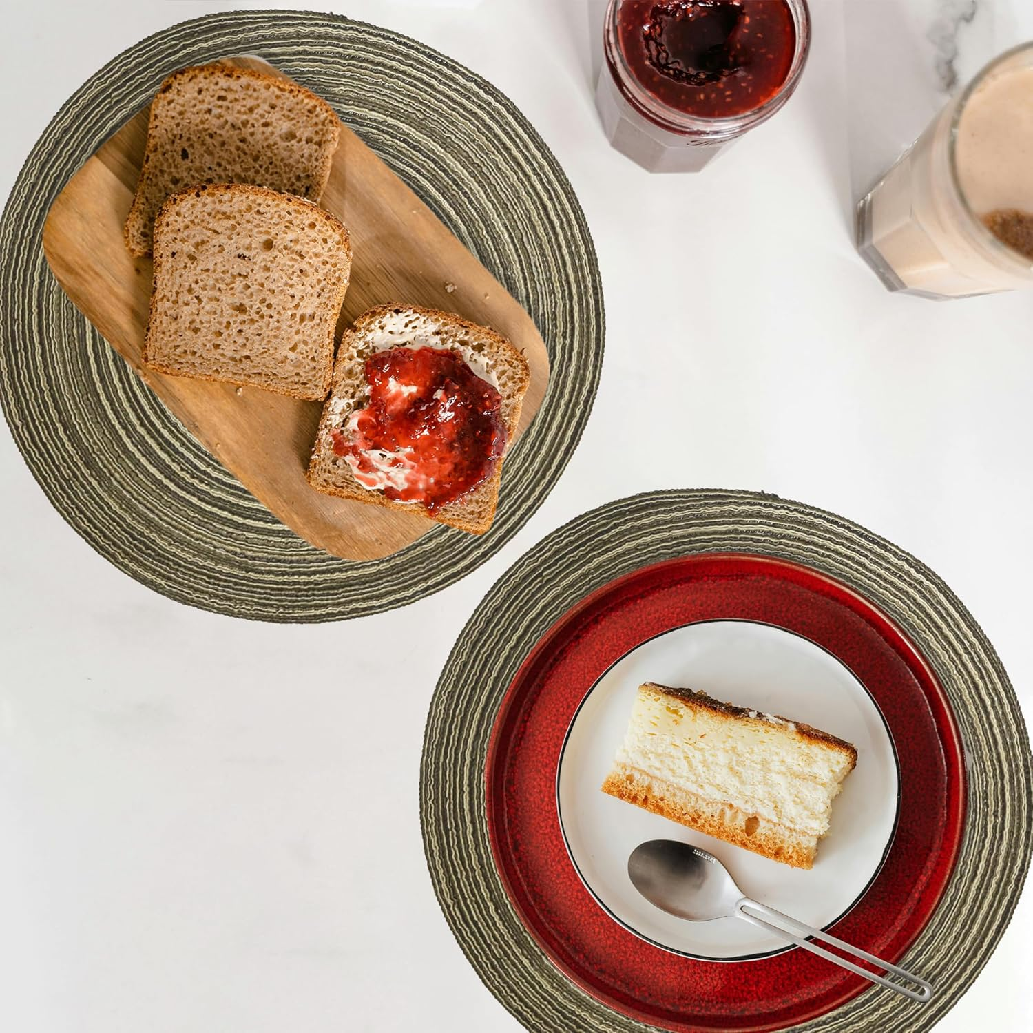 15 Inch round Placemats Heat-Resistant Stain Resistant Anti-Skid Washable Polyproplene Table Mats Braided Placemats (Set of 6,Brown) image number 7