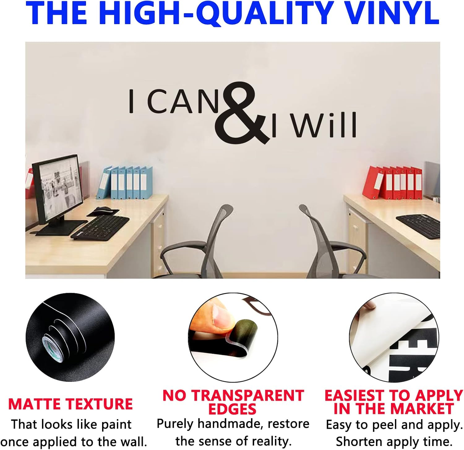 Gym Wall Decor, Motivational Wall Decals, (Easy to Apply), Wall Stickers Vinyl Art Quotes Inspirational Bedroom Office Classroom Fitness Garage Sports Workout Running Exercise Basketball Baseball Sayings Home Positive Family Decorations Posters Photos Pictures Words Signs, I CAN & I Will 25"X7"