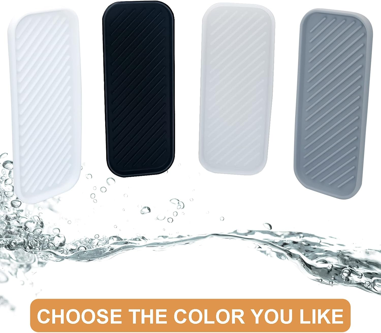 Hvovmve Silicone Organizer Tray, Soap and Sponge Holder for Kitchen Sink, Bathroom - Storage Tray for Dish Brush, Soap Dispenser, Dishwashing Accessories- 2 Pack Black - Black image number 6