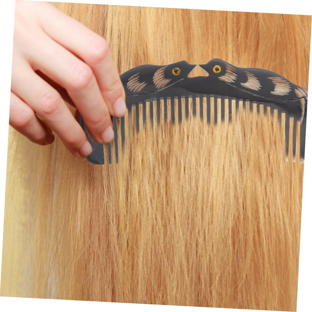 Beavorty 2Pcs Natural Ox Horn Comb Wide Tooth Curl Comb for Women Hair Styling Tool image number 6