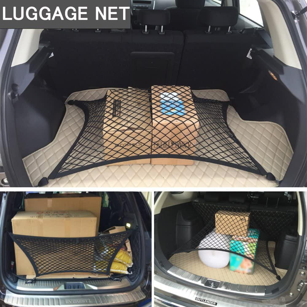 Premium Quality Adjustable Elastic Cargo Net Universal Stretchable Truck Net with Hooks,Storage Bag for Car, SUV, Truck, Pickup Trucks Black 40X32In image number 3