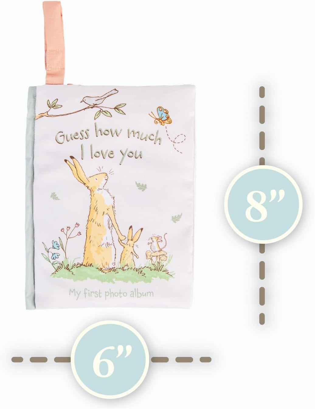 KIDS PREFERRED Guess How Much I Love You My First Baby Soft Photo Memory Album - White, 6.25X9 Inch, Holds Three 4" X 6" Photos with Soft Fabric for Babies