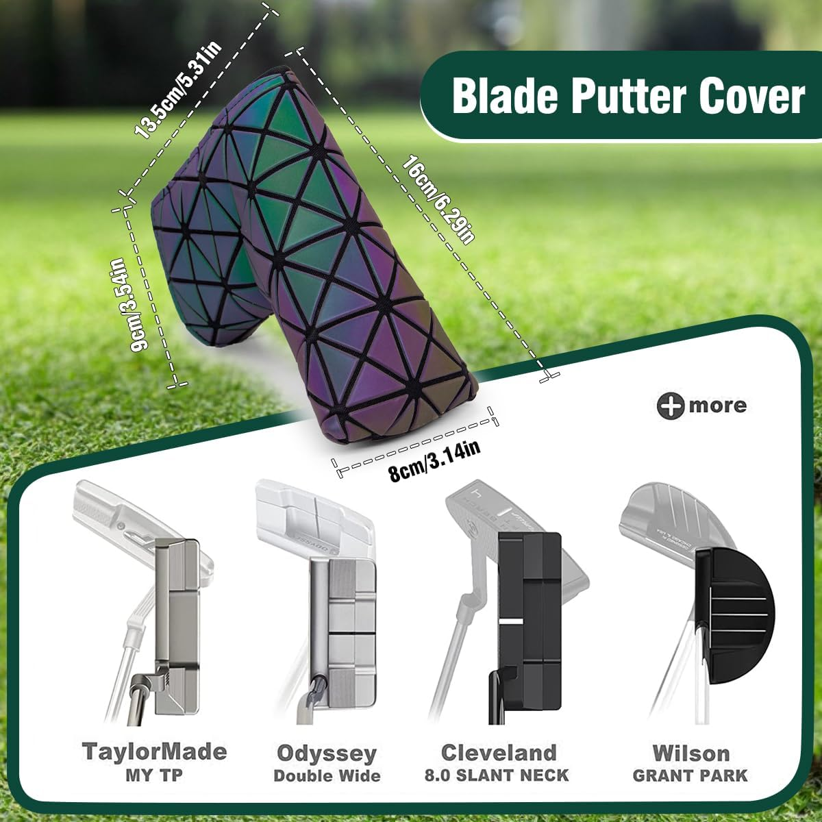 BAIRBRE Golf Putter Covers,Blade Putter Cover Mallet Putter Haedcovers Leather Golf Club Covers Putter Headcover with Magnetic for Scotty Cameron Taylormade Titleist Odyssey