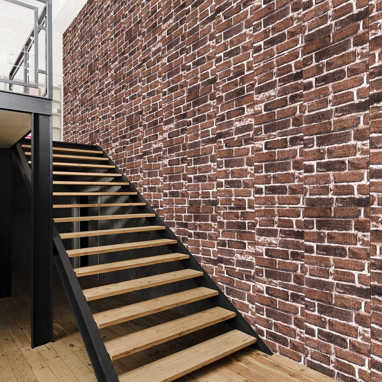 10PCS 3D Wall Panels Peel and Stick Foam 3D Brick Wallpaper Peel and Stick Red Faux Stone Wall Panel Self-Adhesive Wallpaper (10PCS, Red) image number 6