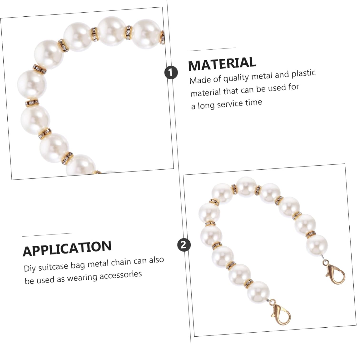 HOODANCOS 2Pcs Quality Metal Luggage Straps Belts Suitcase Strap Bag Chain Pearl Chain image number 1