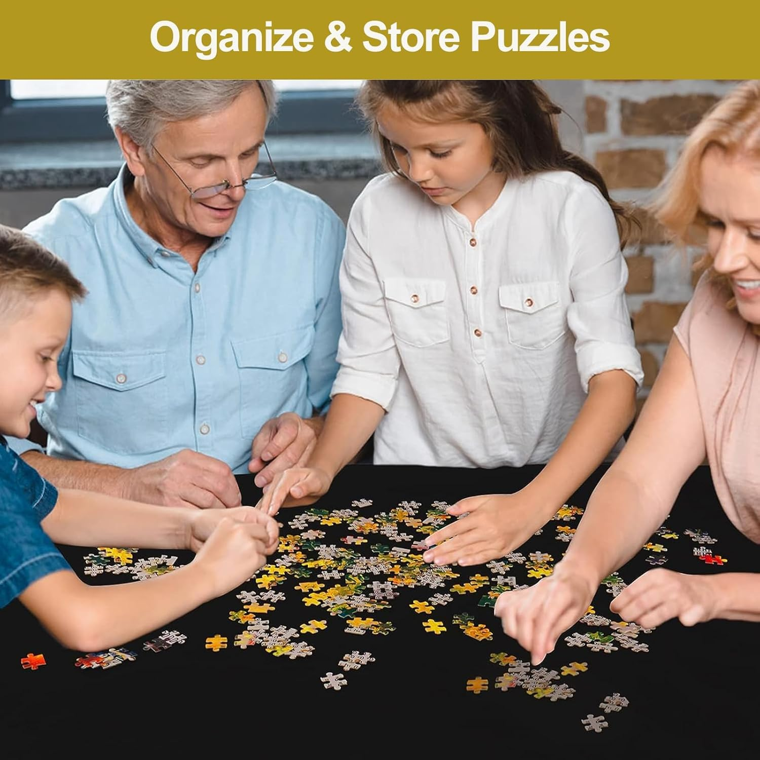 Jigsaw Puzzle Mat Roll up - Portable Felt save Mat for Puzzles Storage and Organize (26X46 Inch, up to 1500Pcs) image number 6