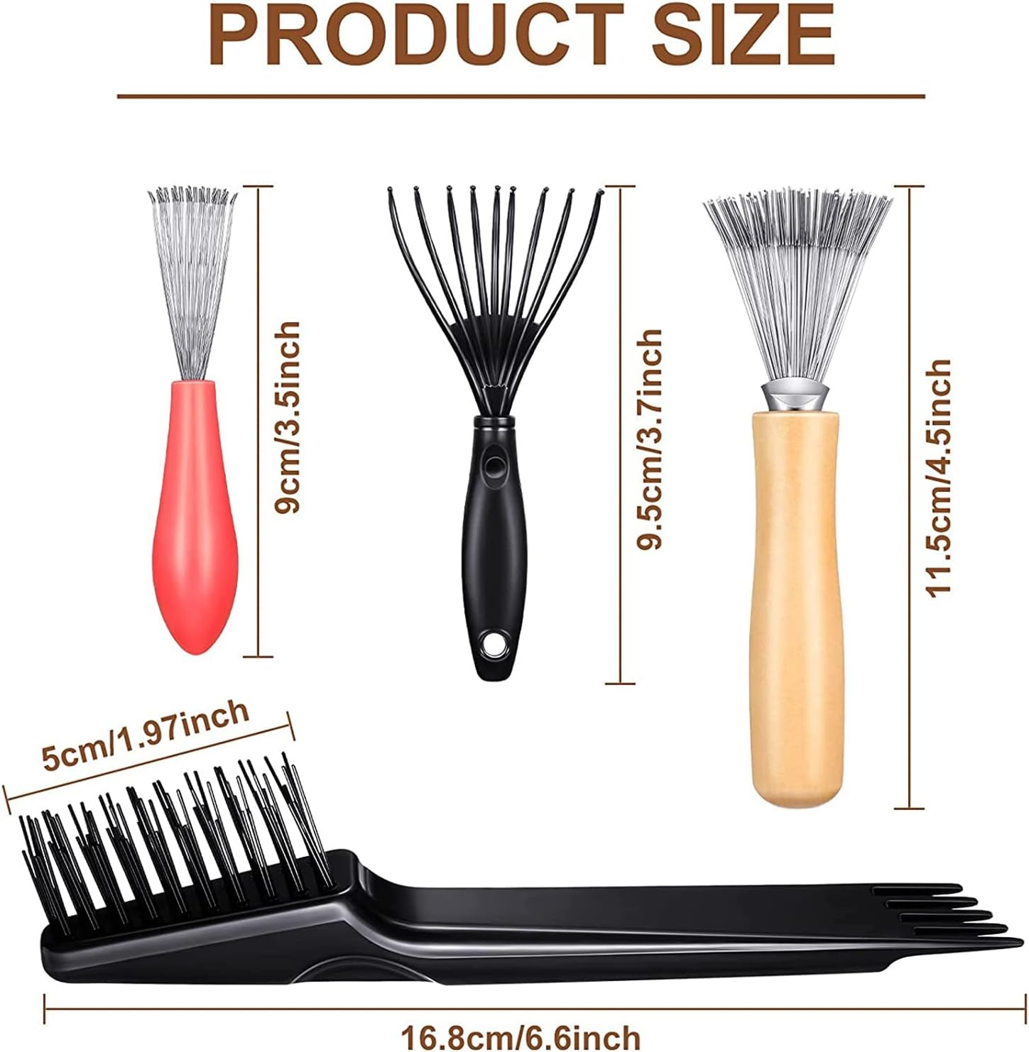 Pack of 4 Hair Brushes Cleaning Tool Comb Cleaning Brush Comb Cleaner Brush Hair Brushes Cleaner Mini Hair Brushes Remover for Removing Hair Dust for Home and Salon Use