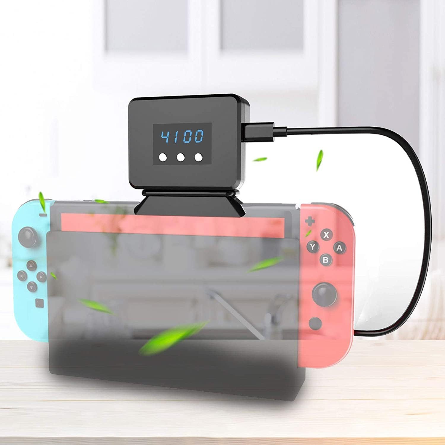 Eeekit Cooling Fan for Nintendo Switch Dock Set Temperature Display Cooler for NS Original Docking Station, USB Powered, Integrated Cable image number 3