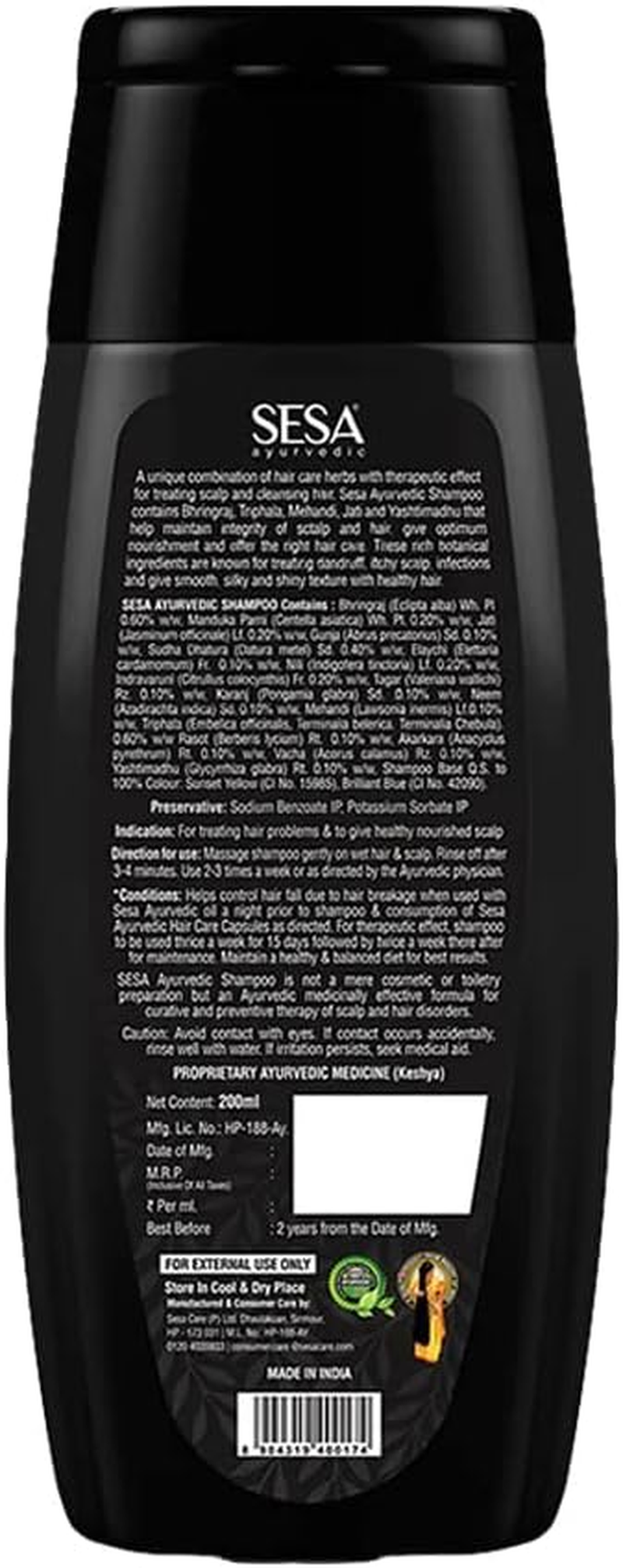 Sesa Ayurvedic Medicinal Shampoo for Hair Fall & Dandruff, Bhringraj + 16 Herbs, Paraben Free, 200Ml image number 4
