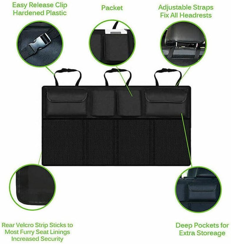 AIMALL Large Organiser Car Seat Back Storage Bag SUV Hatchback Boot Trunk Hanging Pouch Oxford Cloth, Foldable Design 41.3&times;20.5In Durable Wear-Resistant Black image number 6