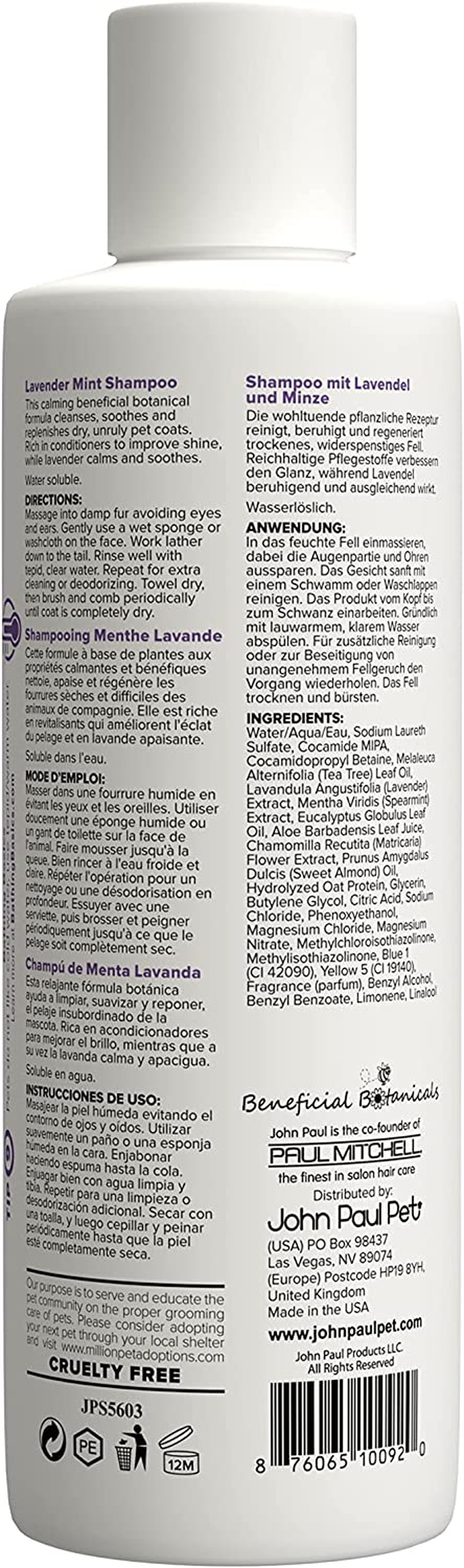 John Paul Pet Lavender Mint Shampoo 473Ml image number 3