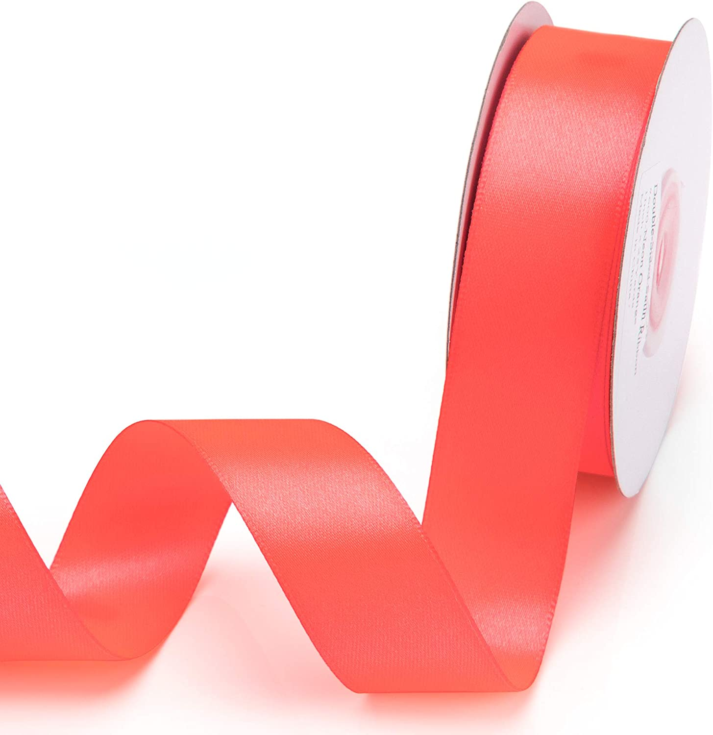 IHKFILAN Double Faced Satin Ribbon 1 Inch X 25 Yards Double Sided Solid Polyester Ribbon for Gift Wrapping Party Hair Braids Bow Decoration Floral Arrangement Craft Supplies, Neon Orange image number 4