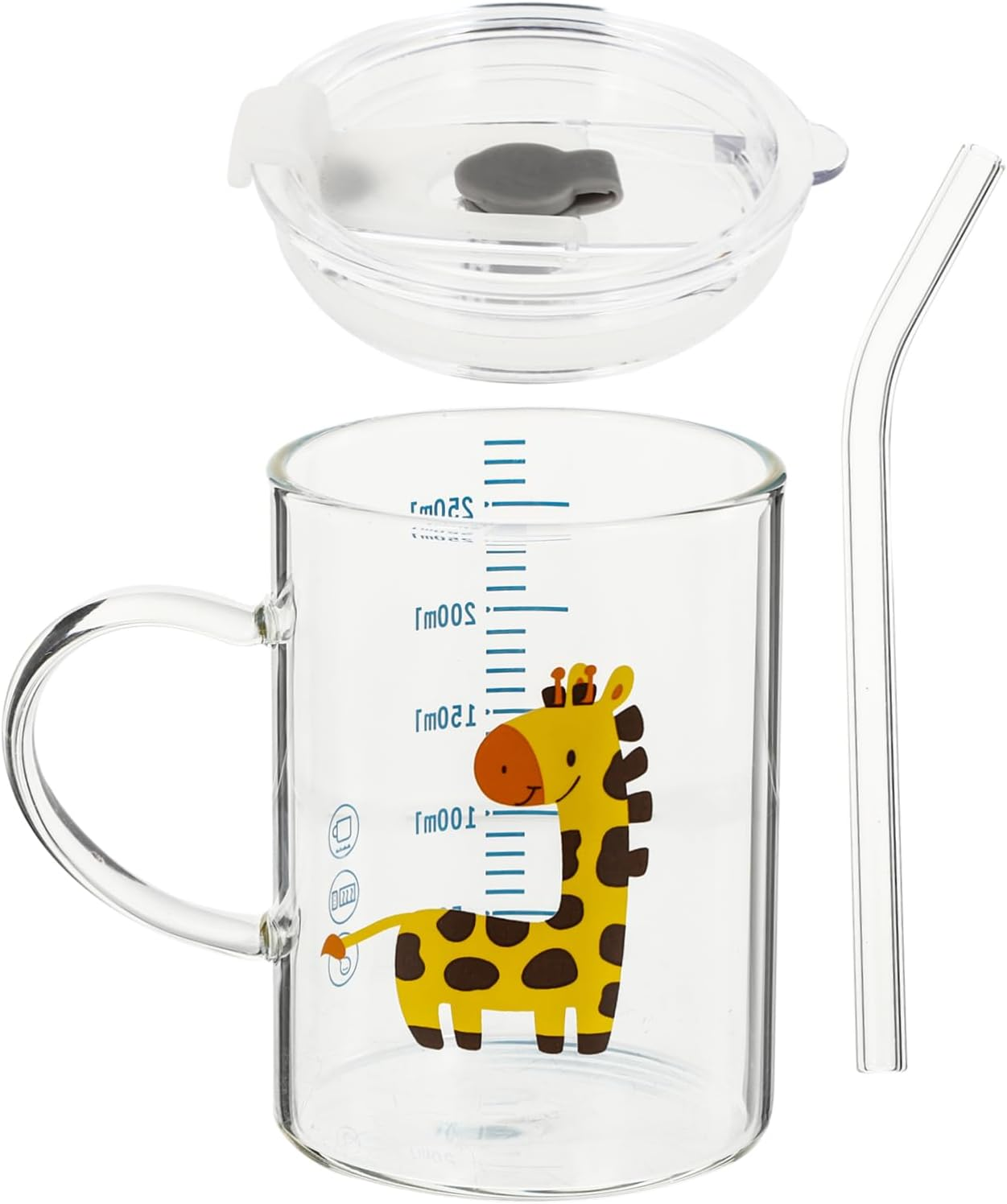 COOLHIYA Creative Cartoon Deer Drinking Mug with Kids Water Cup Glass Milk Cup for Toddlers Ideal for Juice and Milk Fun and Functional Design with Lid image number 1