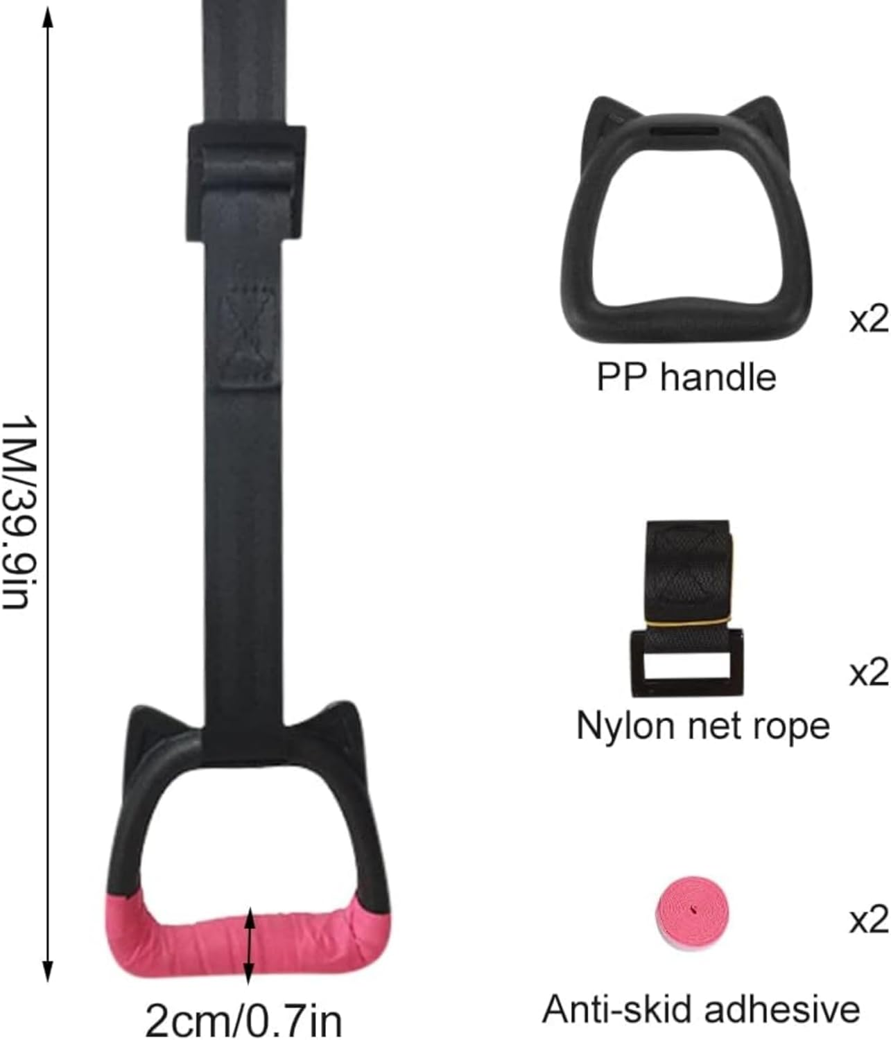 Gymnastic Rings with Straps Exercise Strength Training Equipment Pull up Rings Fitness Children Trapeze Bar Pull up Gym Rings Kids Home Exercise (Safe Load-Bearing 150KG)