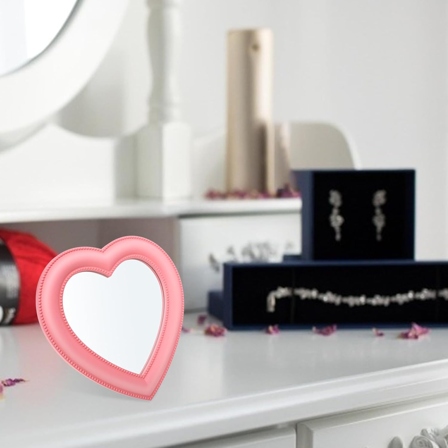 MALUGOGO Heart Shape Makeup Mirror Standing Wall-Mounted Cosmetic Vanity Desktop Mirror for Bedroom Bathroom Decor image number 5