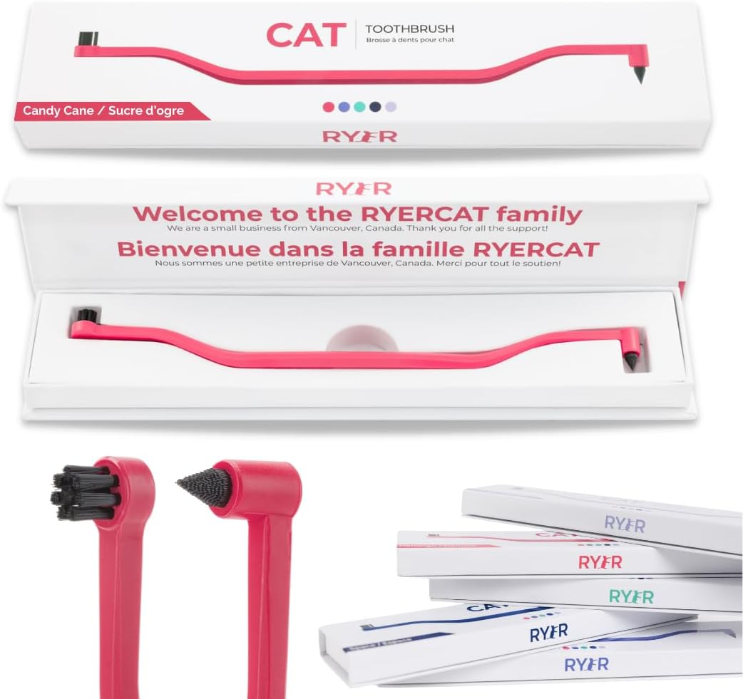 RYERCAT Dual Sided Cat Toothbrush - Kitten Toothbrush with Micro Head to Fit into Cat/Kittens Mouth - Cat Dental Care Supplies - Pet Toothbrush for Cats(Lavender Purple)